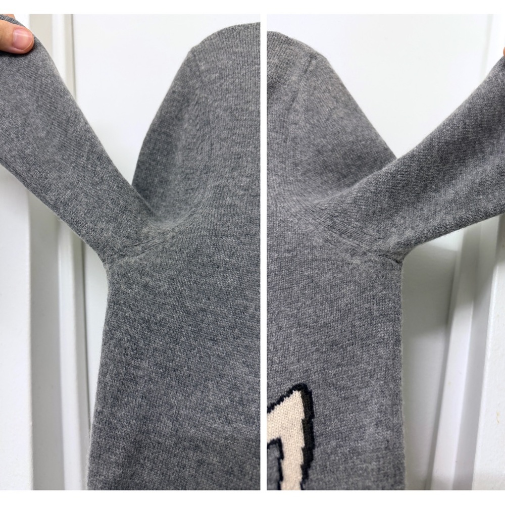 Burberry Brit Fox Wraparound Gray Crewneck Sweater Cashmere Wool Animal Print S - Picture 14 of 15